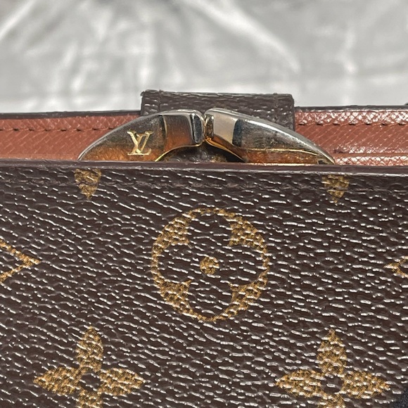 Auth Vintage 1998 LOUIS VUITTON Viennois Kisslock Wallet Coin Pouch Purse Canvas - Picture 11 of 16